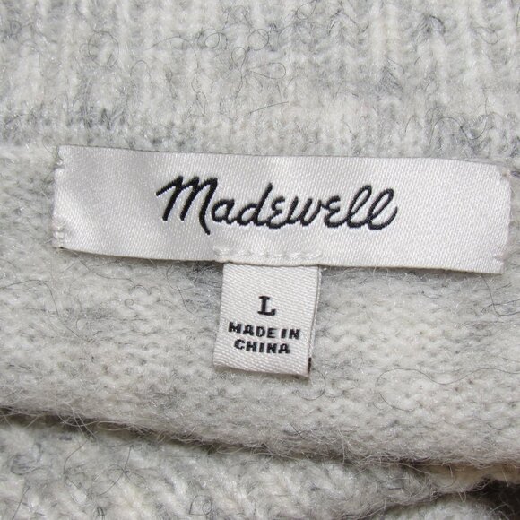Madewell Light Gray Heather VINSON Shawl Collar Sweater Women's L Large - Picture 8 of 8